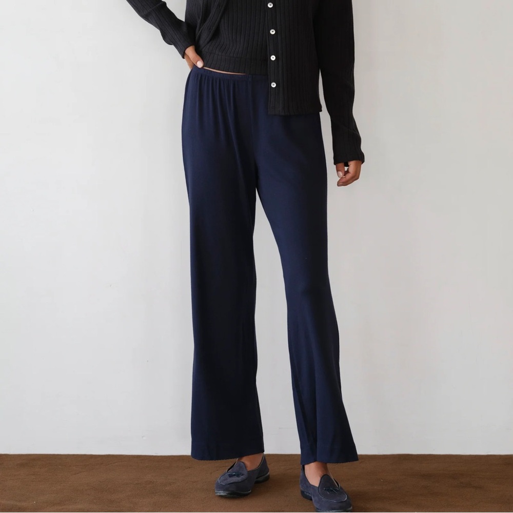 Donni. Baby Rib Scallop Pant Navy Size S